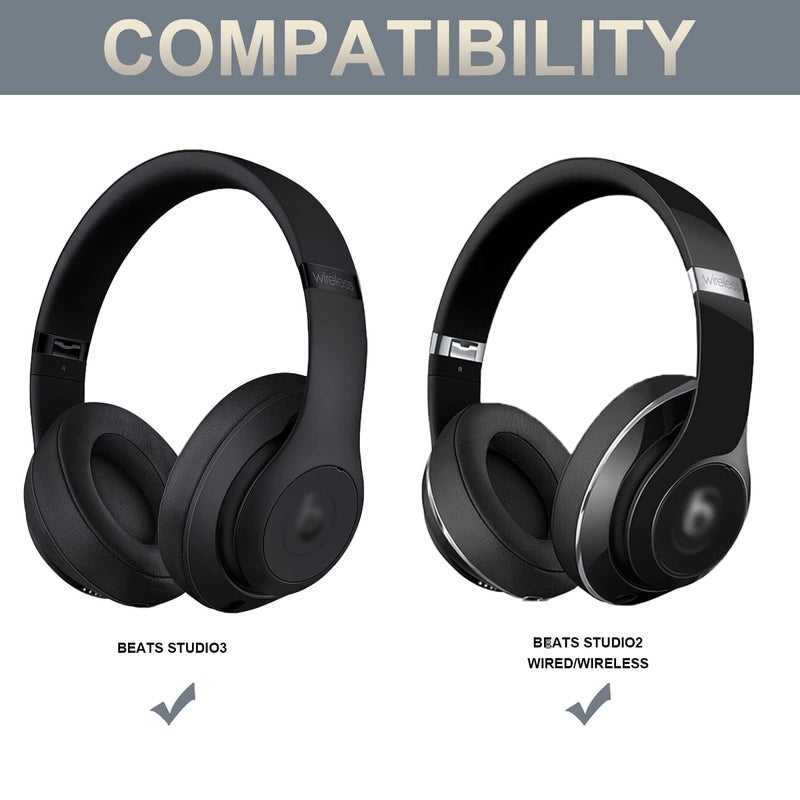 Adhiper Replacement EarPads Earmuffs Ear pad Repair Parts is Compatible with Dr. Dre Studio 2.0 Studio 3 B0500 B0501 Wired and Wireless Headphones (Black) - Image 2